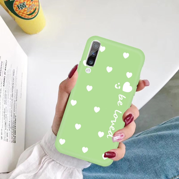 For Galaxy A50 Smiling Love Heart Pattern Frosted TPU Protective Case