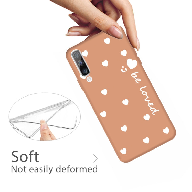 For Galaxy A50 Smiling Love Heart Pattern Frosted TPU Protective Case