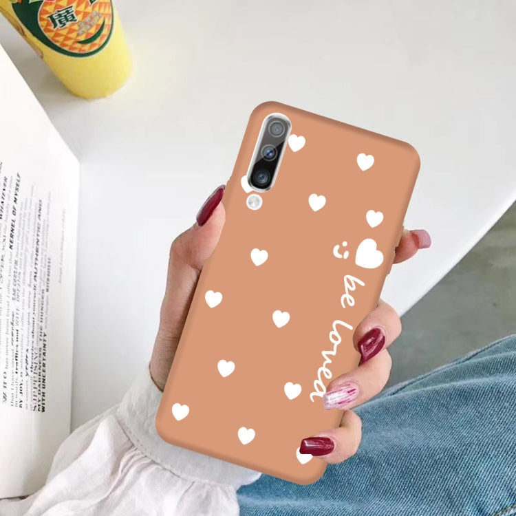 For Galaxy A50 Smiling Love Heart Pattern Frosted TPU Protective Case