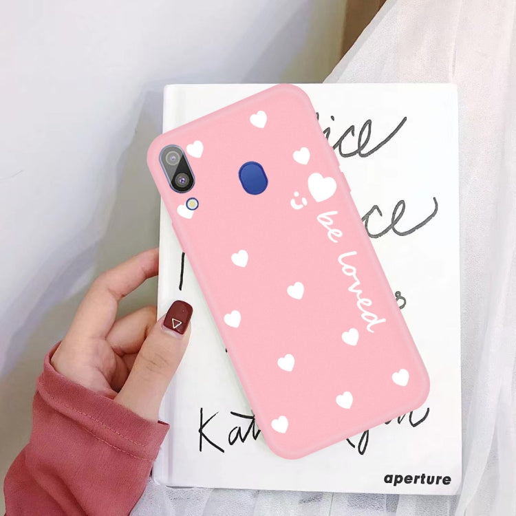 For Galaxy A30 Smiling Love Heart Pattern Frosted TPU Protective Case