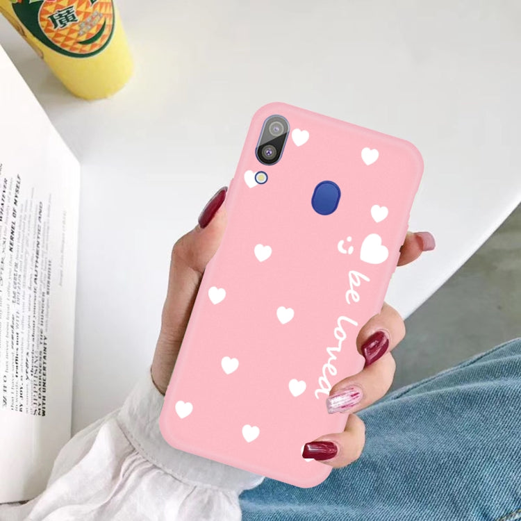 For Galaxy A30 Smiling Love Heart Pattern Frosted TPU Protective Case