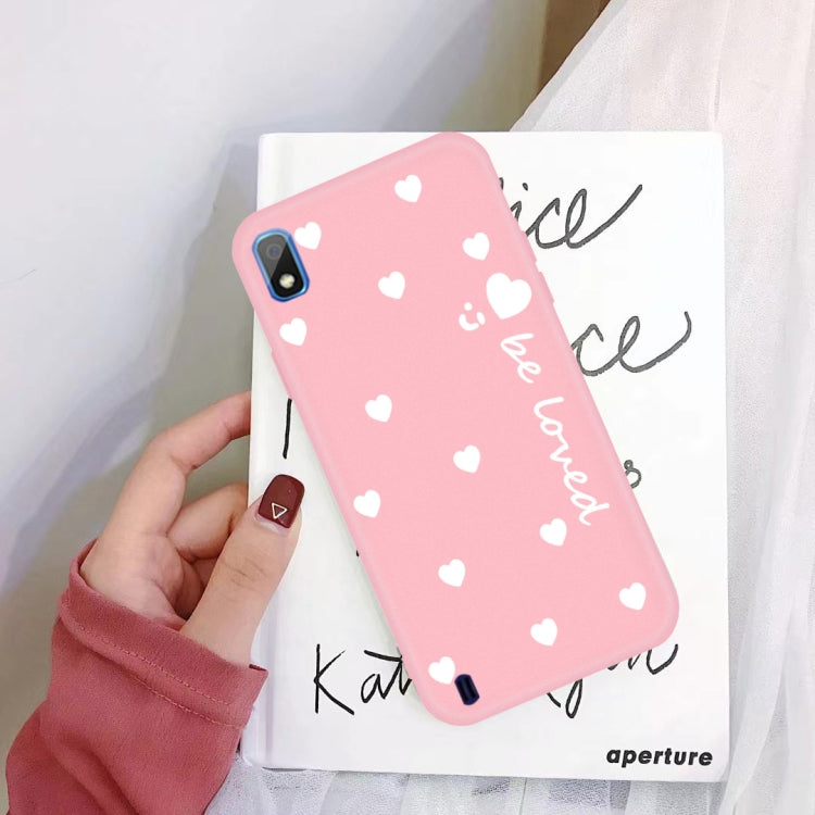 For Galaxy A10 Smiling Love Heart Pattern Frosted TPU Protective Case