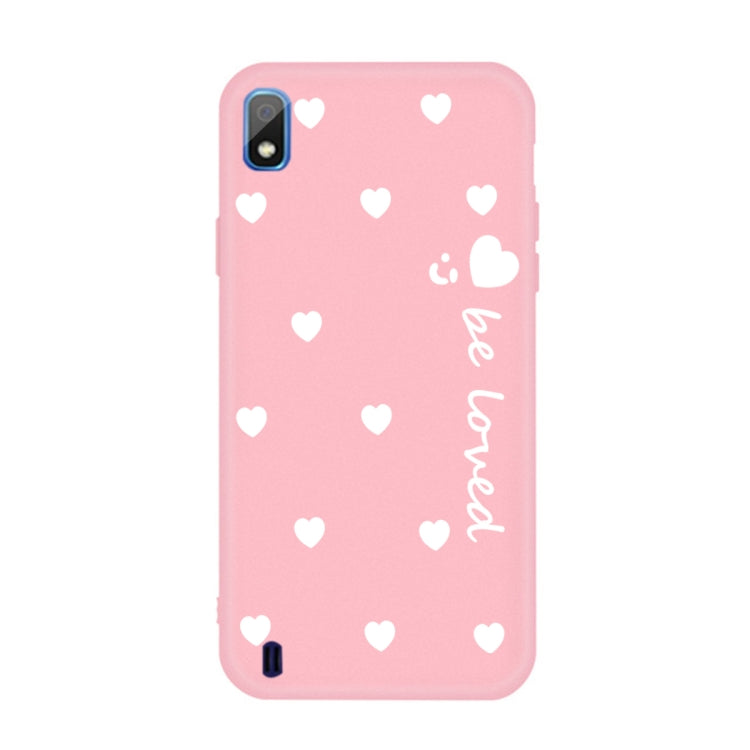 For Galaxy A10 Smiling Love Heart Pattern Frosted TPU Protective Case