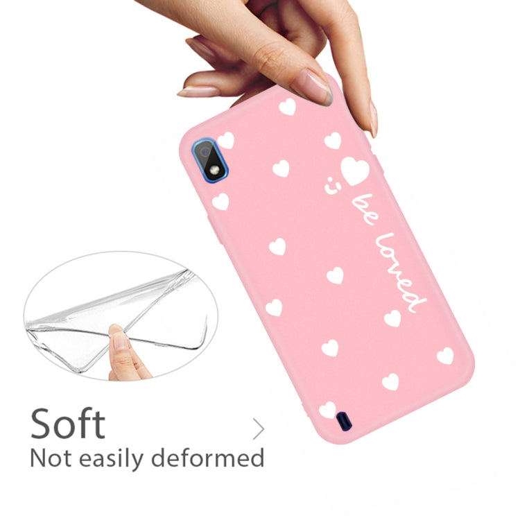 For Galaxy A10 Smiling Love Heart Pattern Frosted TPU Protective Case