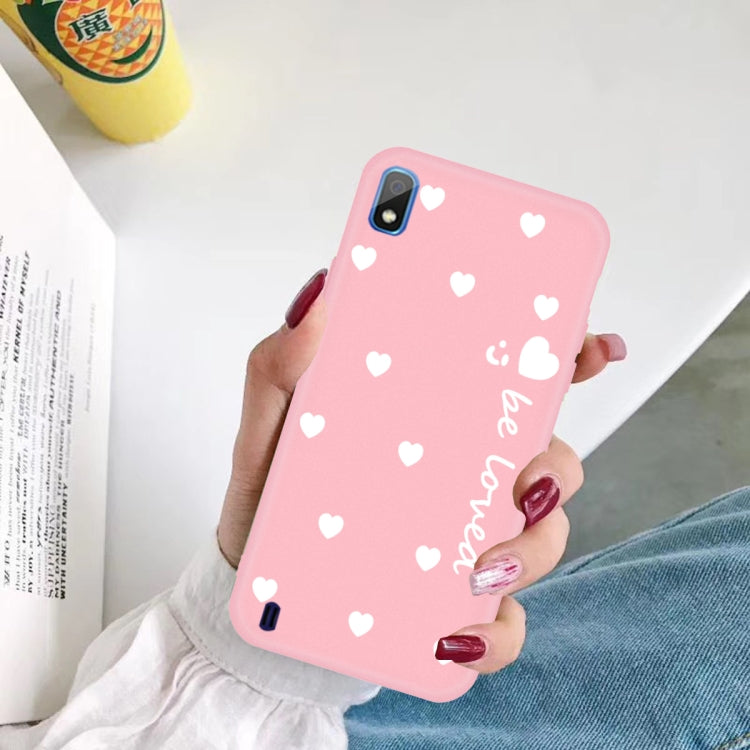 For Galaxy A10 Smiling Love Heart Pattern Frosted TPU Protective Case