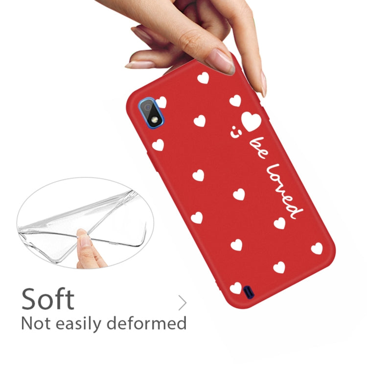 For Galaxy A10 Smiling Love Heart Pattern Frosted TPU Protective Case