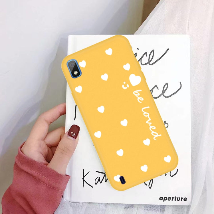 For Galaxy A10 Smiling Love Heart Pattern Frosted TPU Protective Case