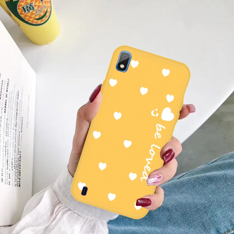 For Galaxy A10 Smiling Love Heart Pattern Frosted TPU Protective Case
