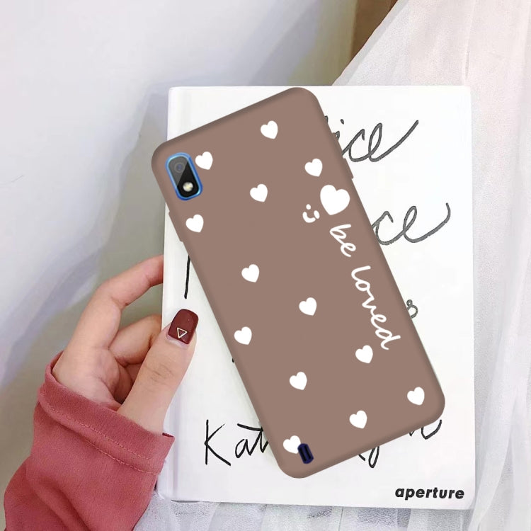 For Galaxy A10 Smiling Love Heart Pattern Frosted TPU Protective Case