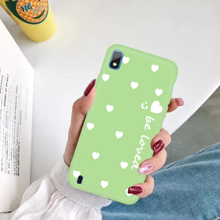 For Galaxy A10 Smiling Love Heart Pattern Frosted TPU Protective Case