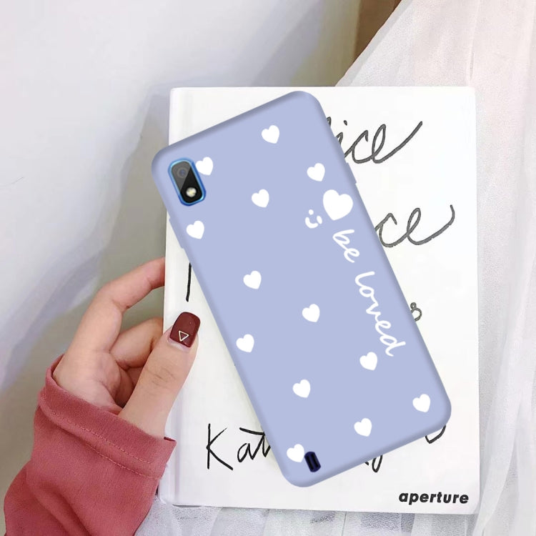 For Galaxy A10 Smiling Love Heart Pattern Frosted TPU Protective Case