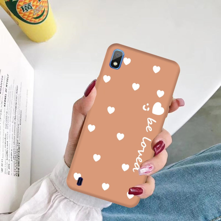 For Galaxy A10 Smiling Love Heart Pattern Frosted TPU Protective Case