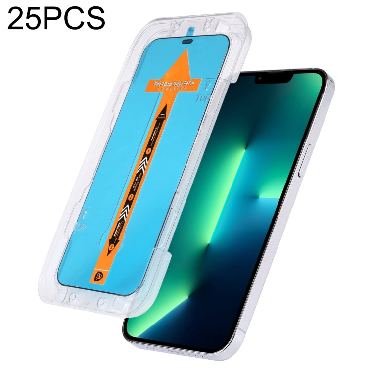 For iPhone 13 Pro Max 25pcs Fast Attach Dust-proof Anti-static Tempered Glass Film