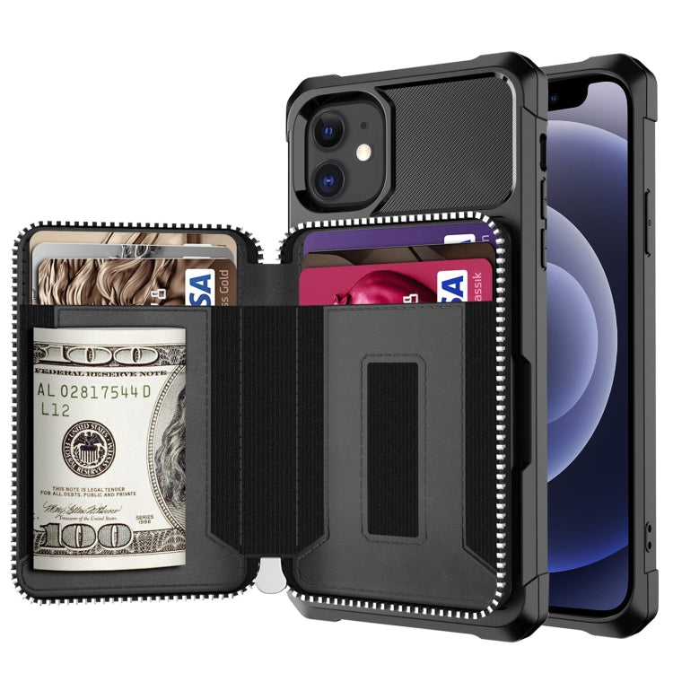 For iPhone 12 mini Zipper Wallet Card Bag PU Back Case