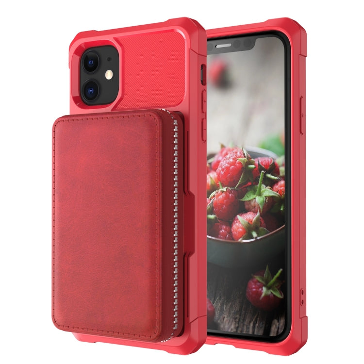 For iPhone 12 mini Zipper Wallet Card Bag PU Back Case