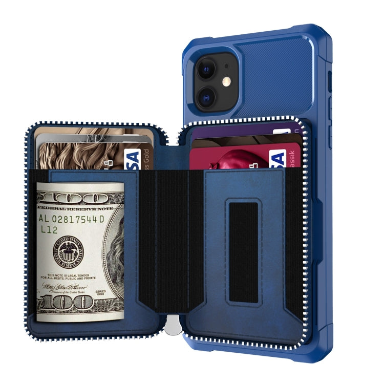 For iPhone 12 mini Zipper Wallet Card Bag PU Back Case