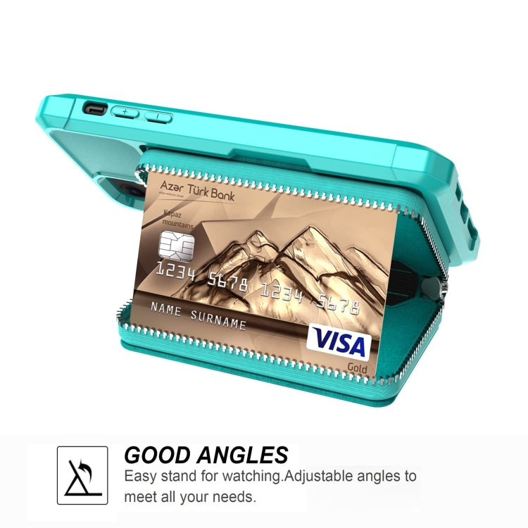 For iPhone 12 mini Zipper Wallet Card Bag PU Back Case