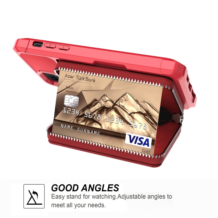 For iPhone 11 Zipper Wallet Card Bag PU Back Case