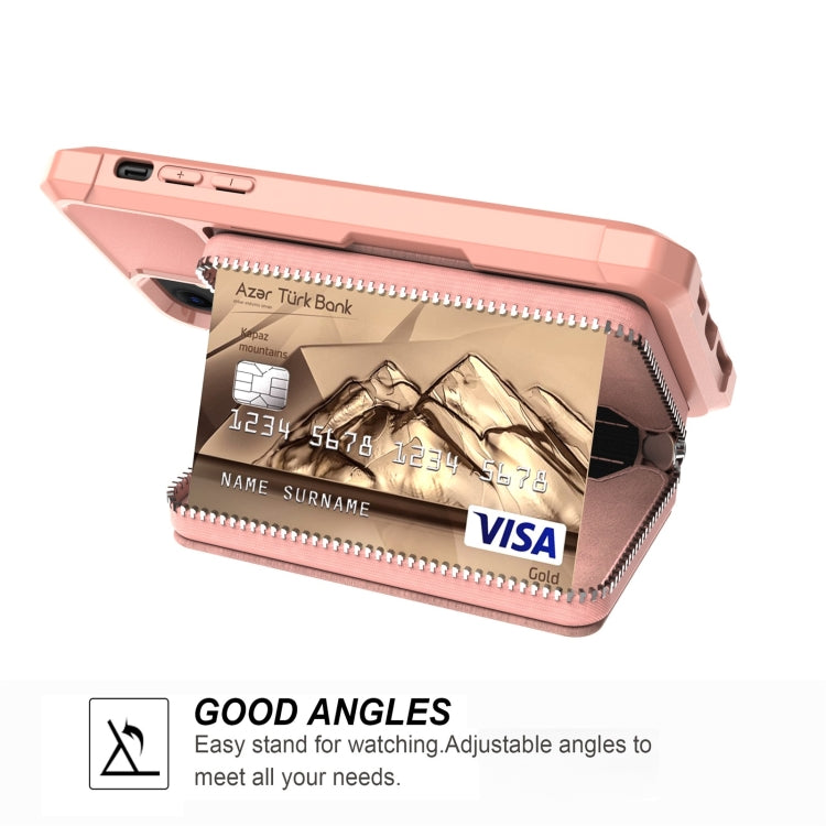 For iPhone 11 Zipper Wallet Card Bag PU Back Case