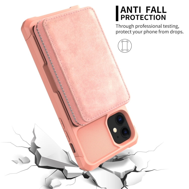 For iPhone 11 Zipper Wallet Card Bag PU Back Case