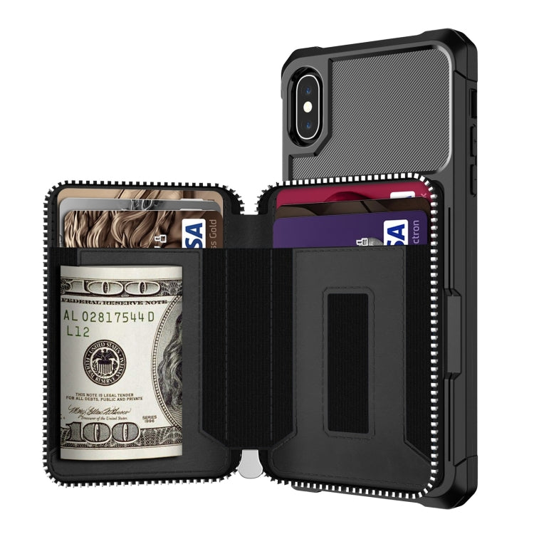 For iPhone X / XS Zipper Wallet Card Bag PU Back Case