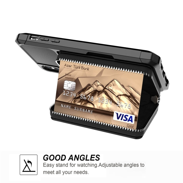 For iPhone X / XS Zipper Wallet Card Bag PU Back Case