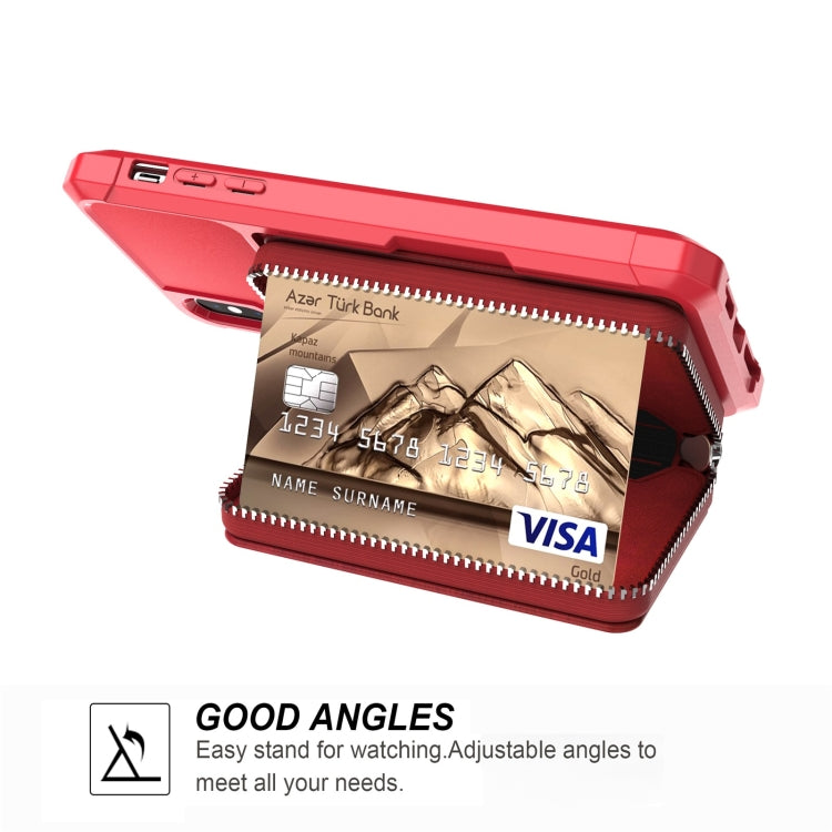 For iPhone X / XS Zipper Wallet Card Bag PU Back Case