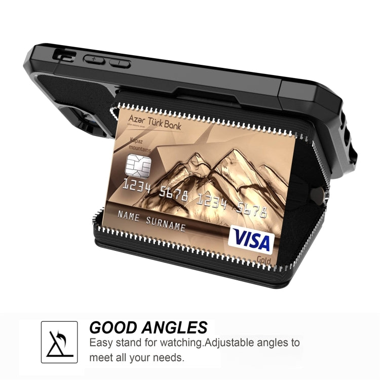 For iPhone SE 2022 / SE 2020 / 8 / 7 / 6 / 6s Zipper Wallet Card Bag PU Back Case