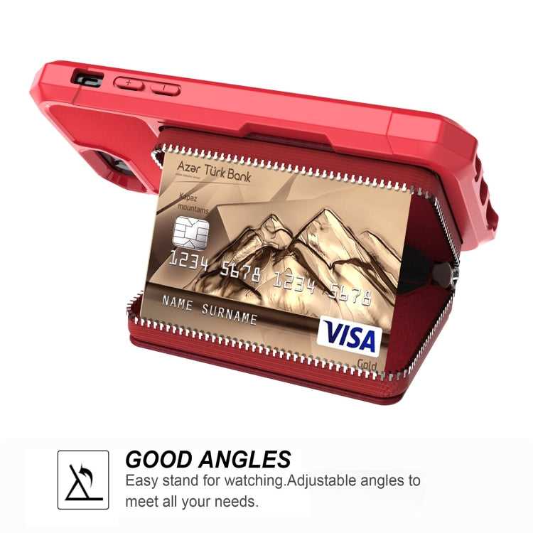 For iPhone SE 2022 / SE 2020 / 8 / 7 / 6 / 6s Zipper Wallet Card Bag PU Back Case