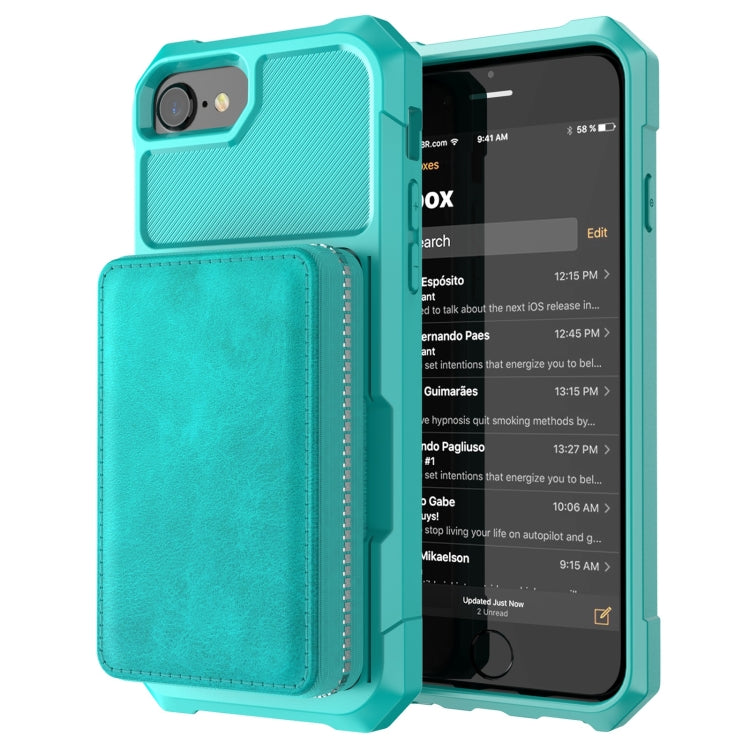 For iPhone SE 2022 / SE 2020 / 8 / 7 / 6 / 6s Zipper Wallet Card Bag PU Back Case