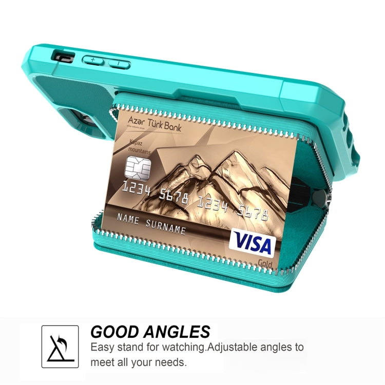 For iPhone SE 2022 / SE 2020 / 8 / 7 / 6 / 6s Zipper Wallet Card Bag PU Back Case