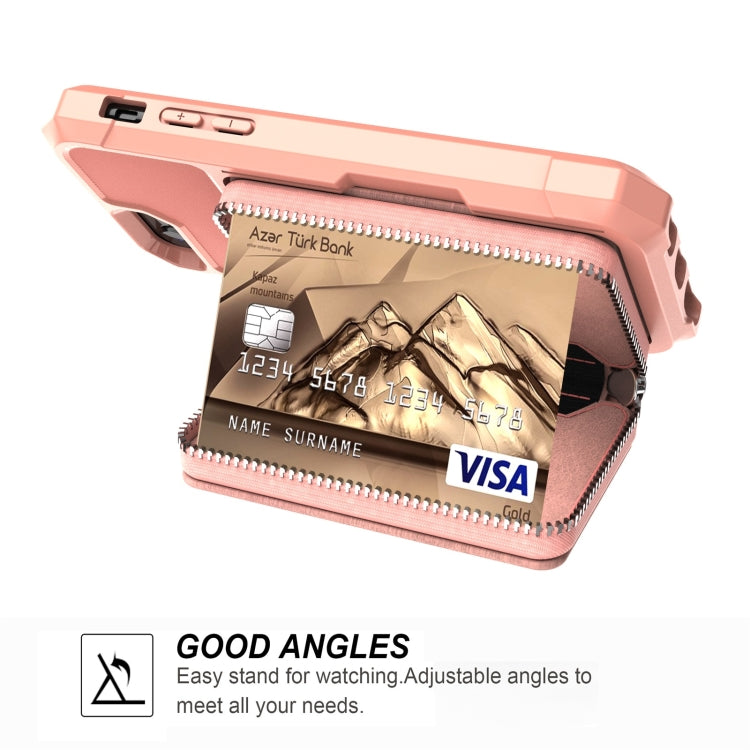 For iPhone SE 2022 / SE 2020 / 8 / 7 / 6 / 6s Zipper Wallet Card Bag PU Back Case