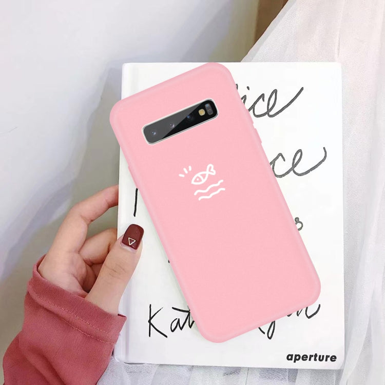 For Galaxy S10+ Little Fish Pattern Frosted TPU Protective Case