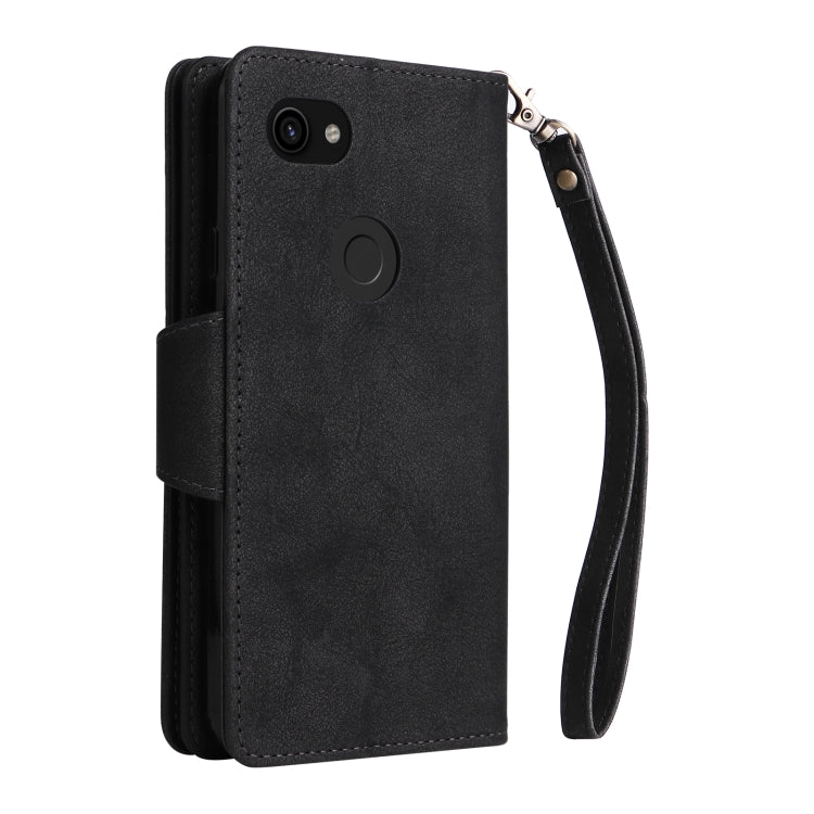 For Google Pixel 3A Rivet Buckle 9 Cards Three Fold Leather Phone Case