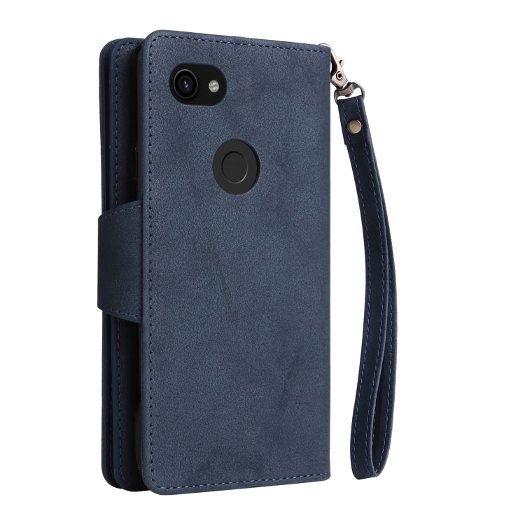 For Google Pixel 3A Rivet Buckle 9 Cards Three Fold Leather Phone Case