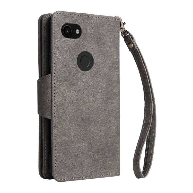 For Google Pixel 3A Rivet Buckle 9 Cards Three Fold Leather Phone Case