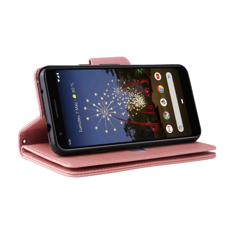 For Google Pixel 3A Rivet Buckle 9 Cards Three Fold Leather Phone Case
