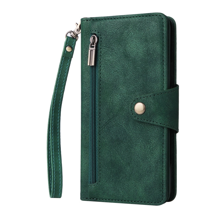 For Google Pixel 3A Rivet Buckle 9 Cards Three Fold Leather Phone Case