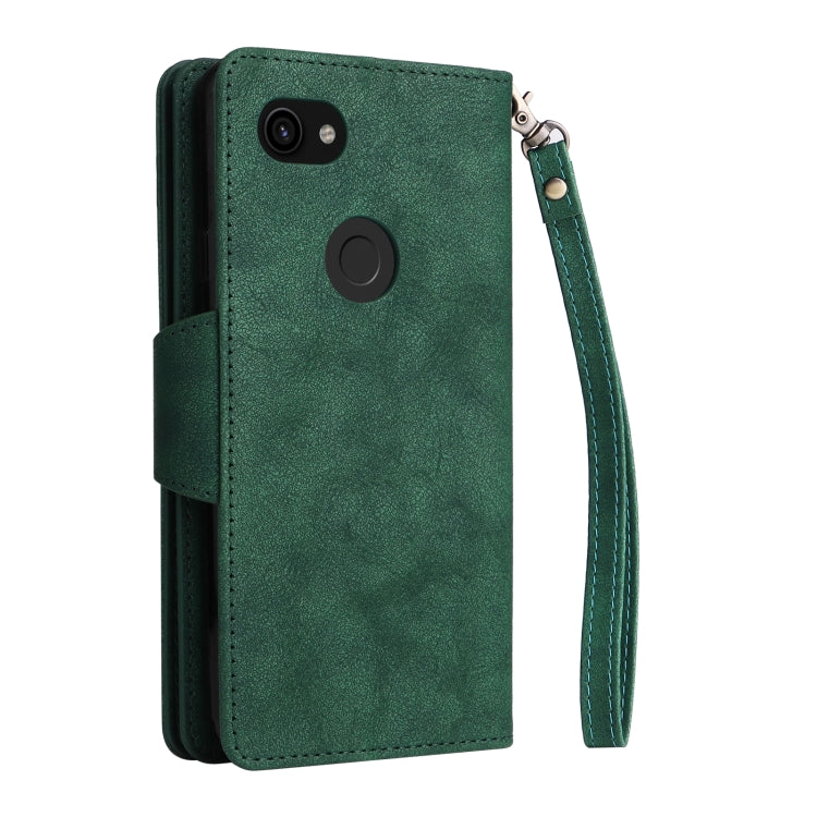 For Google Pixel 3A Rivet Buckle 9 Cards Three Fold Leather Phone Case