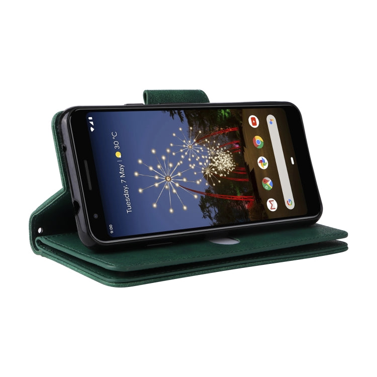 For Google Pixel 3A Rivet Buckle 9 Cards Three Fold Leather Phone Case