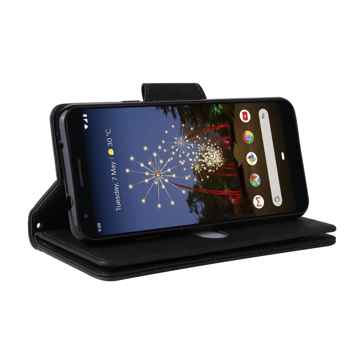 For Google Pixel 3A XL Rivet Buckle 9 Cards Three Fold Leather Phone Case