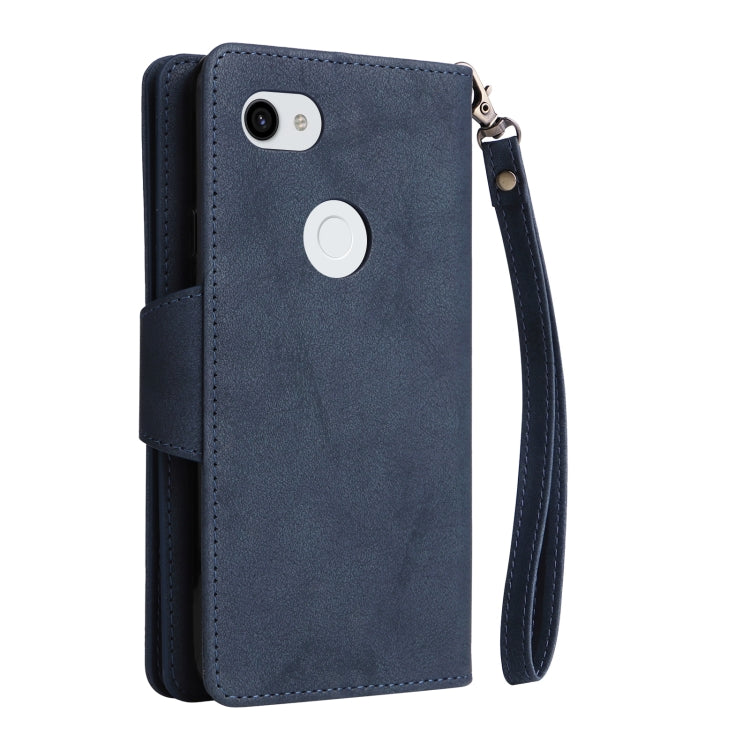 For Google Pixel 3A XL Rivet Buckle 9 Cards Three Fold Leather Phone Case