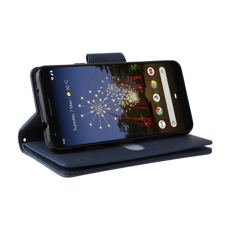For Google Pixel 3A XL Rivet Buckle 9 Cards Three Fold Leather Phone Case