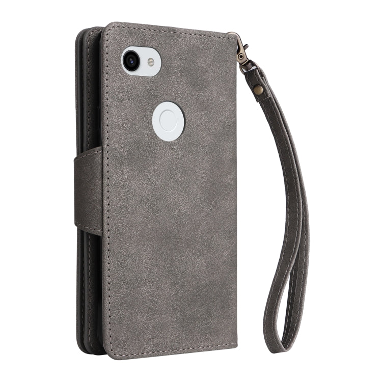 For Google Pixel 3A XL Rivet Buckle 9 Cards Three Fold Leather Phone Case