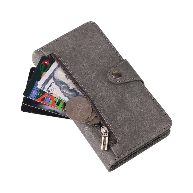 For Google Pixel 3A XL Rivet Buckle 9 Cards Three Fold Leather Phone Case