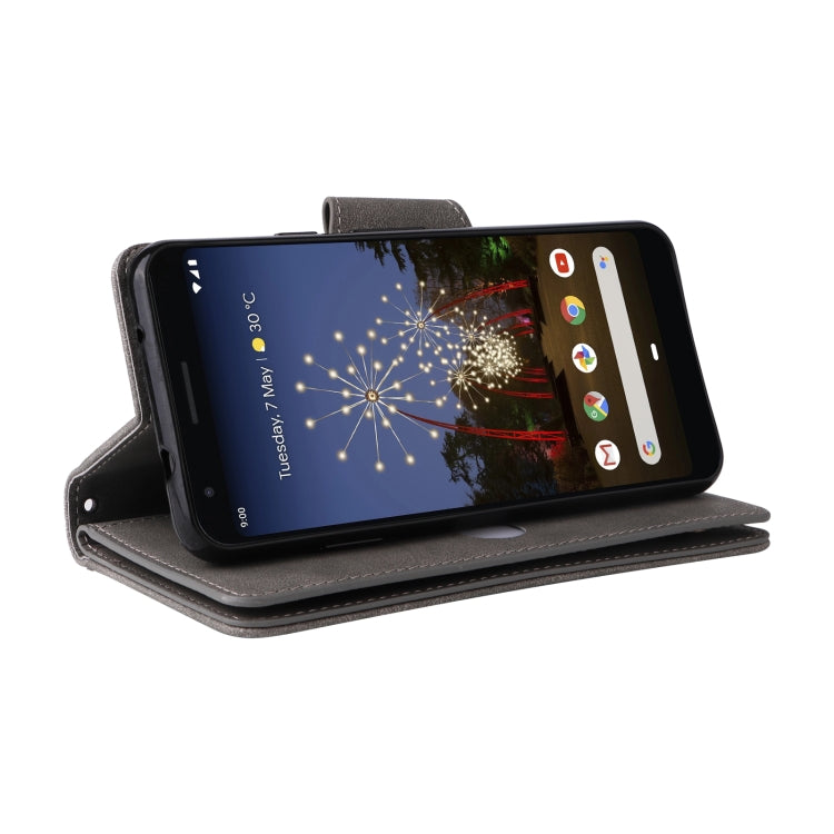 For Google Pixel 3A XL Rivet Buckle 9 Cards Three Fold Leather Phone Case