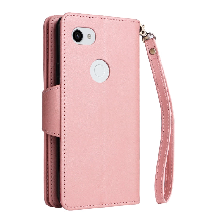 For Google Pixel 3A XL Rivet Buckle 9 Cards Three Fold Leather Phone Case