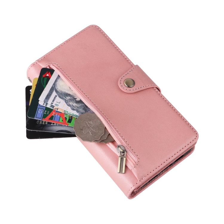 For Google Pixel 3A XL Rivet Buckle 9 Cards Three Fold Leather Phone Case