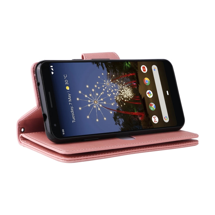 For Google Pixel 3A XL Rivet Buckle 9 Cards Three Fold Leather Phone Case