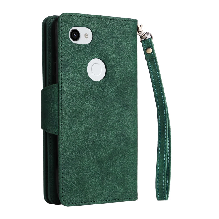 For Google Pixel 3A XL Rivet Buckle 9 Cards Three Fold Leather Phone Case